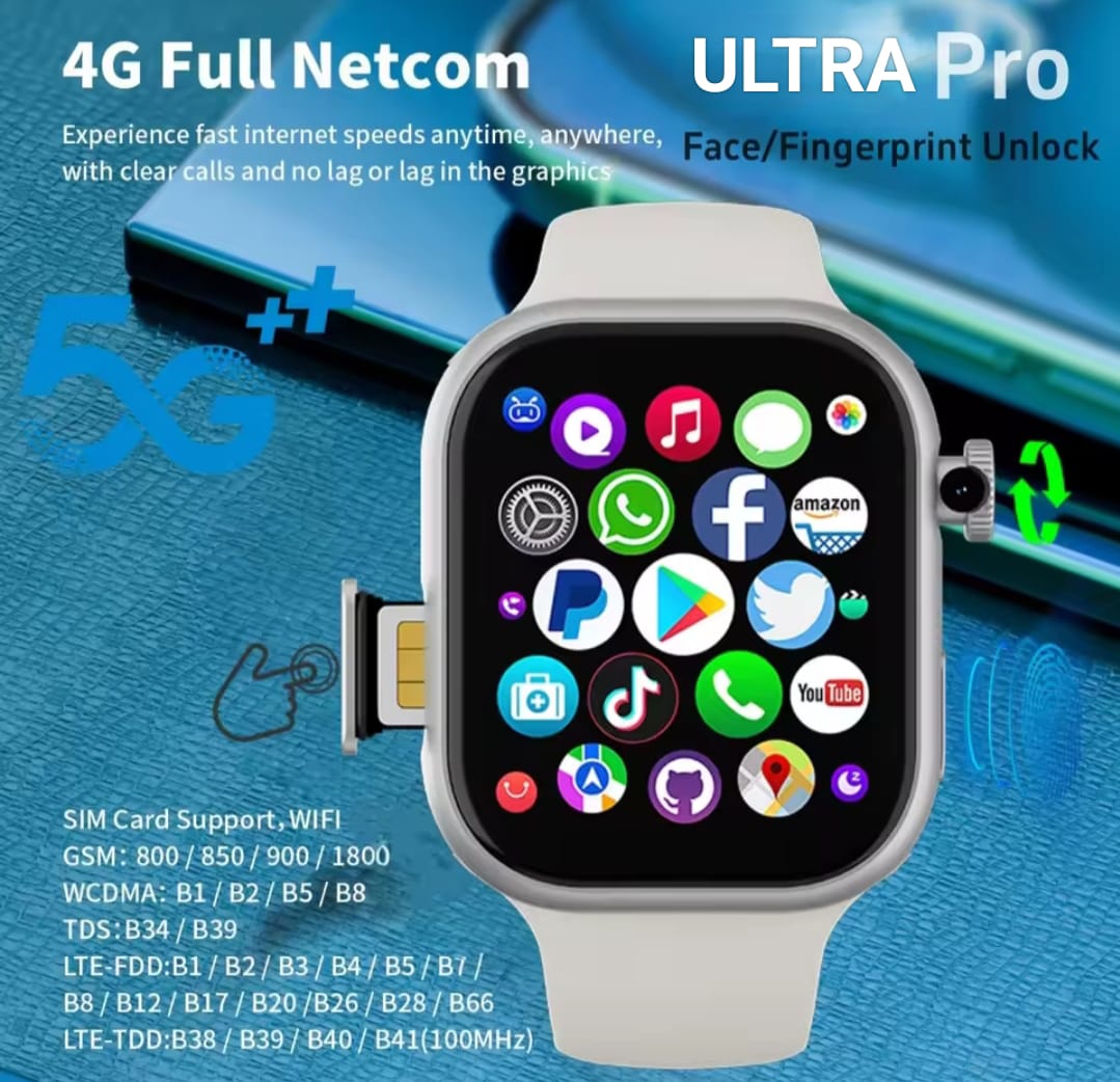 𝟱𝗚/𝟰𝗚 𝗣𝗿𝗼 𝗔𝗻𝗱𝗿𝗼𝗶𝗱 𝗦𝗺𝗮𝗿𝘁 𝗪𝗮𝘁𝗰𝗵 𝟰+𝟲𝟰𝗚𝗕 𝗥𝗔𝗠 & 𝗥𝗢𝗠